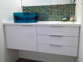 white wall hung vanity